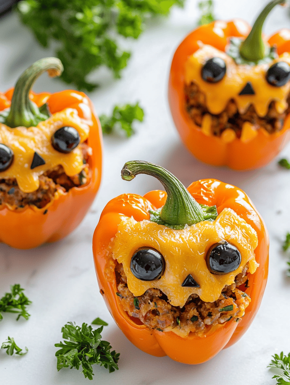 Spooky Spectacle: Jack-o’-Lantern Stuffed Peppers with a Twist