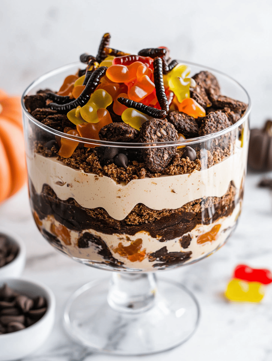 Spooky Nostalgia: Halloween Dirt Cake with Gummy Worms