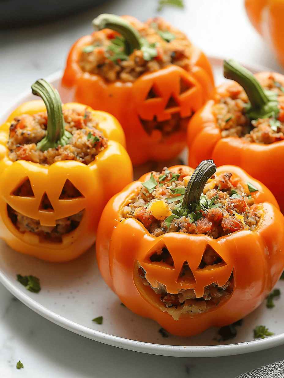 Spooky Delight: Halloween Stuffed Bell Pepper Jack-o’-Lanterns